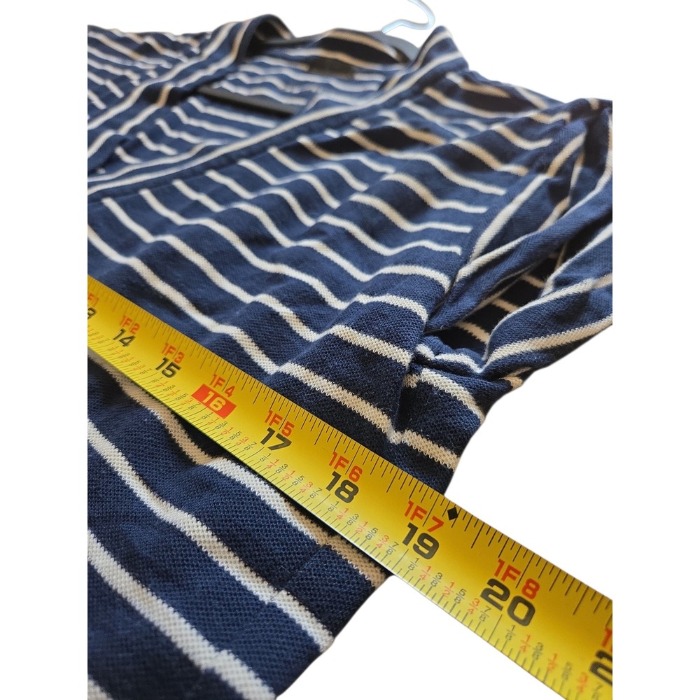 ATM Anthony Thomas Melillo Womens Navy Striped V-Neck Pima Cotton Shift Dress M - Picture 3 of 11